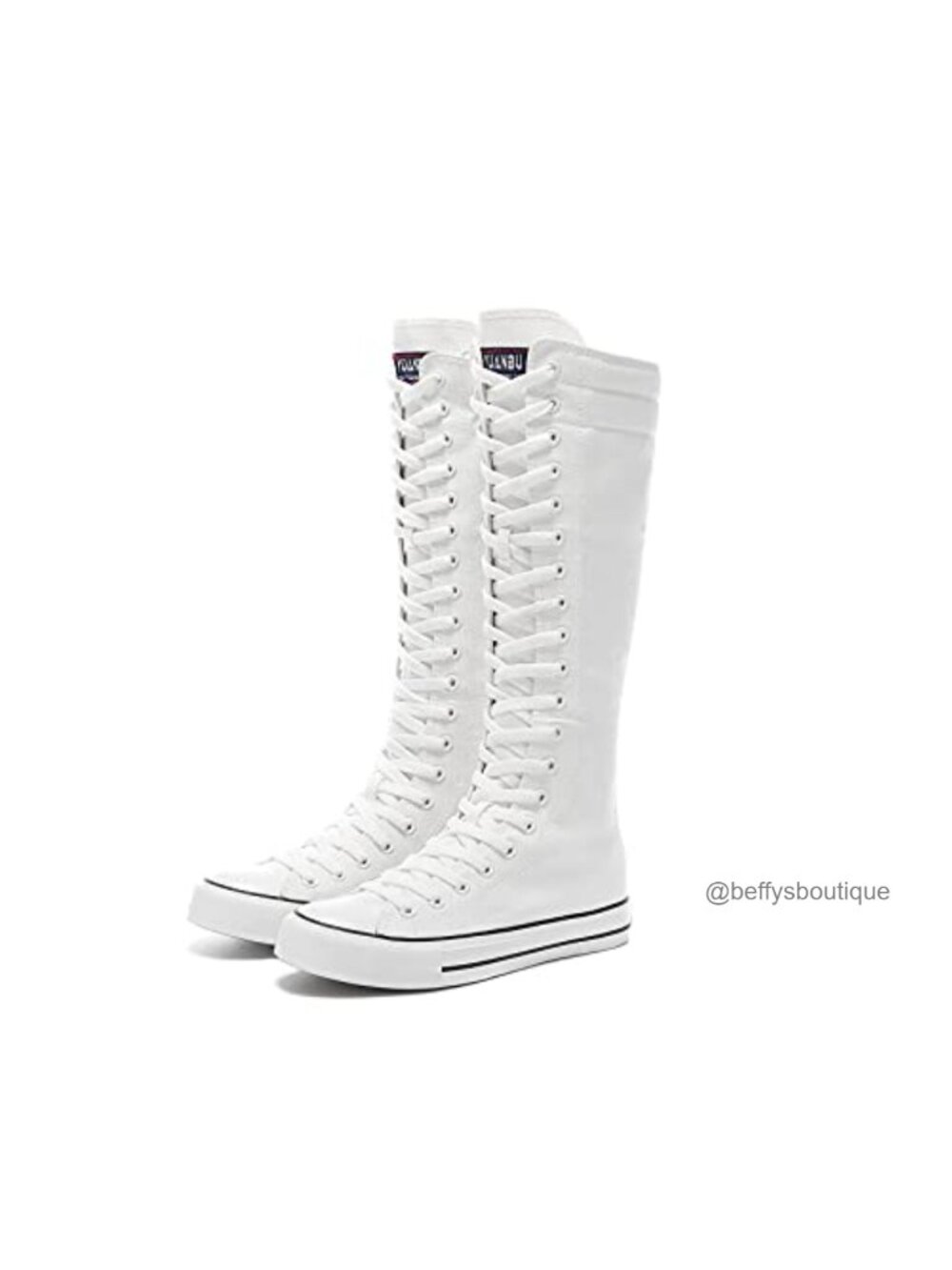 Canvas Lace Up Knee High Sneakers Platform Round Toe Bootie for Women